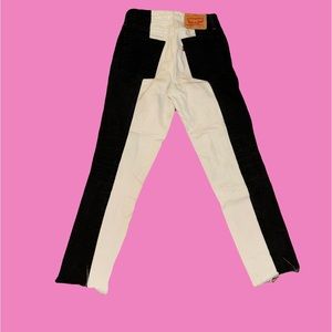 Handmade black and white patchwork levjs  jeans - two combined pairs of Levi’s